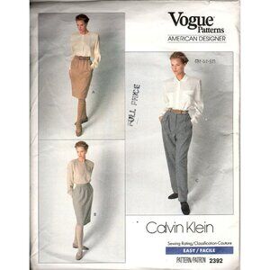 Vogue 2392 Misses 12 to 16 Calvin Klein Skirt and Pants Uncut Sewing Pattern